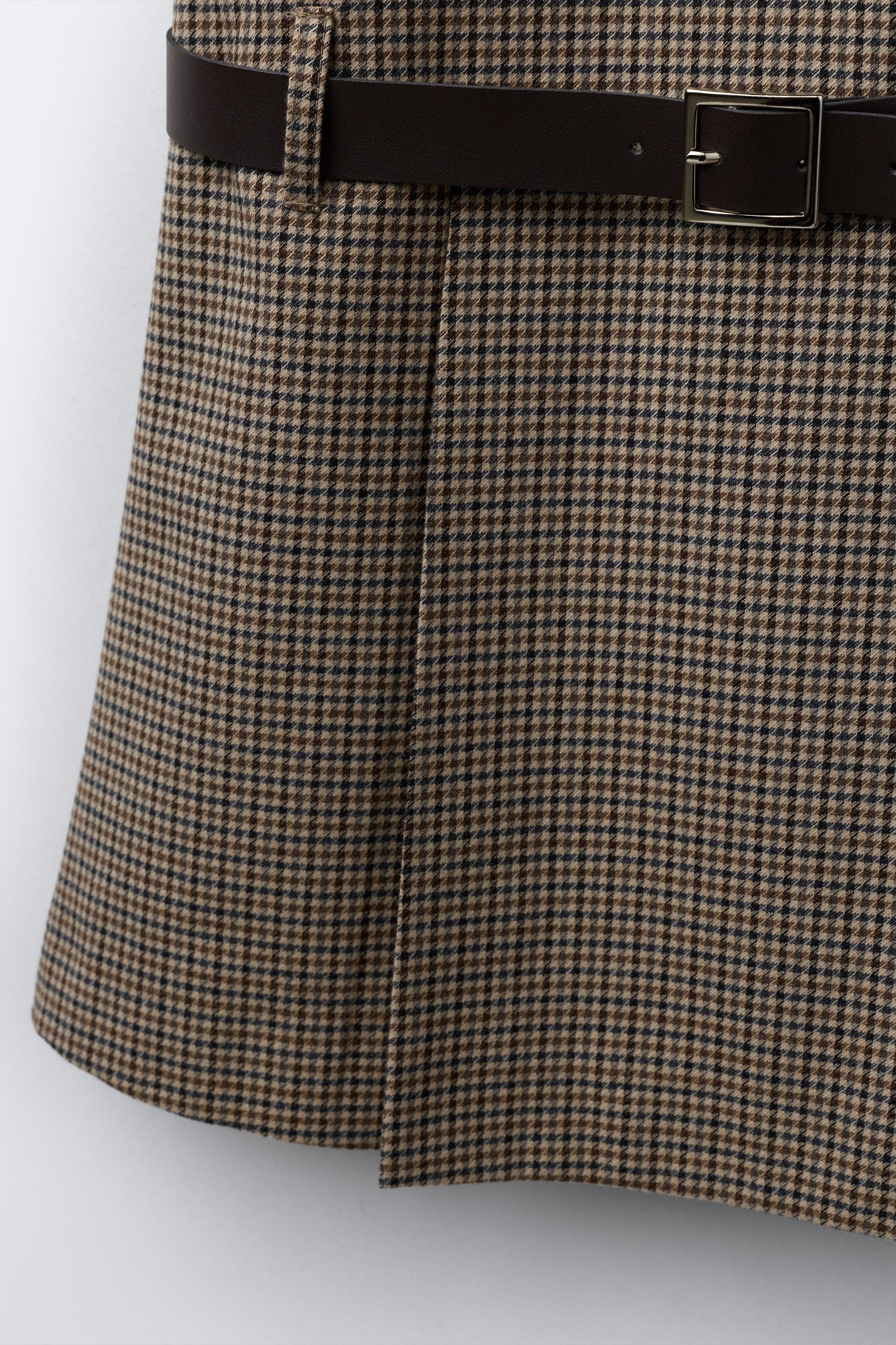 PLAID PINAFORE DRESS WITH DETACHABLE SCARF